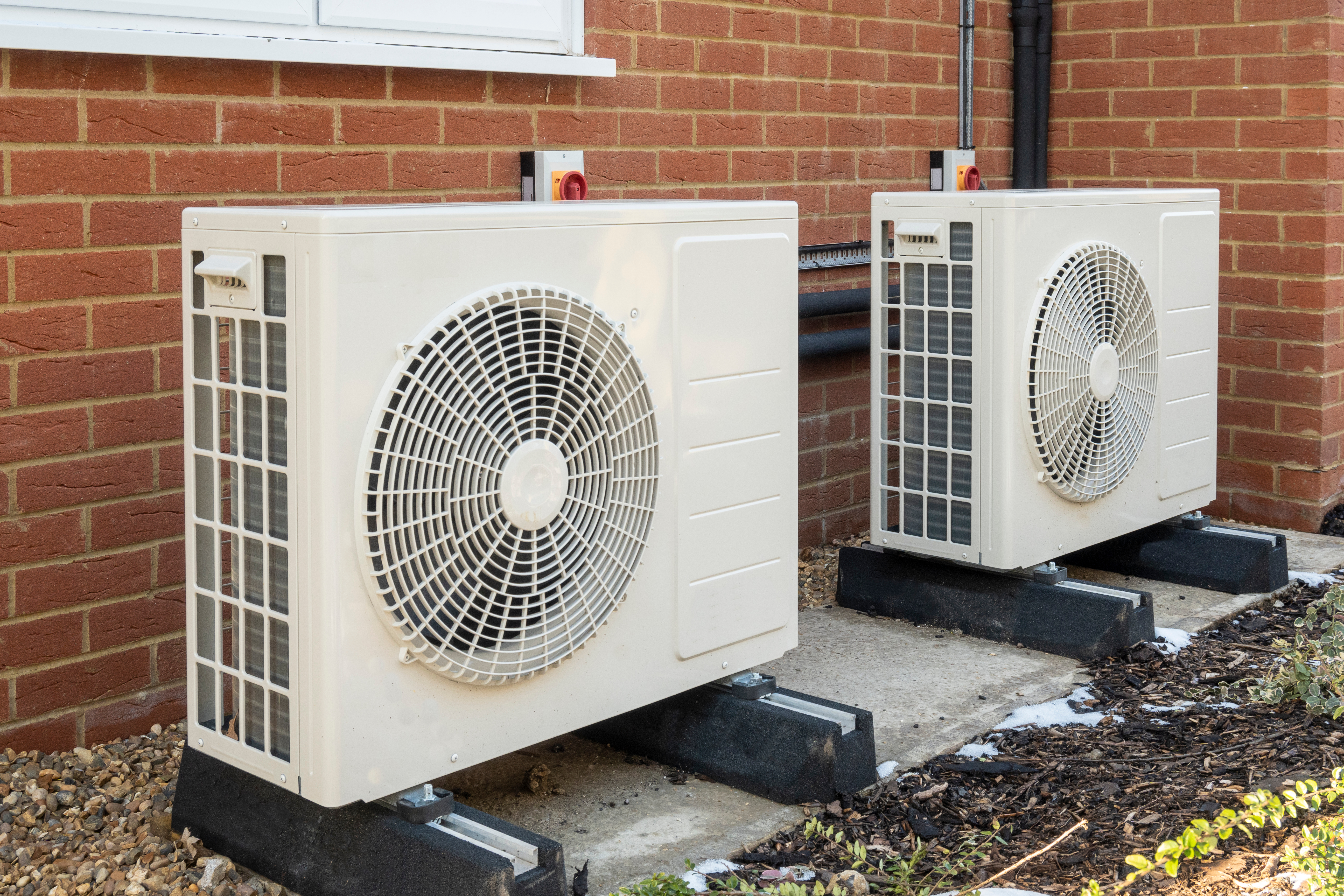 Two air source heat pumps