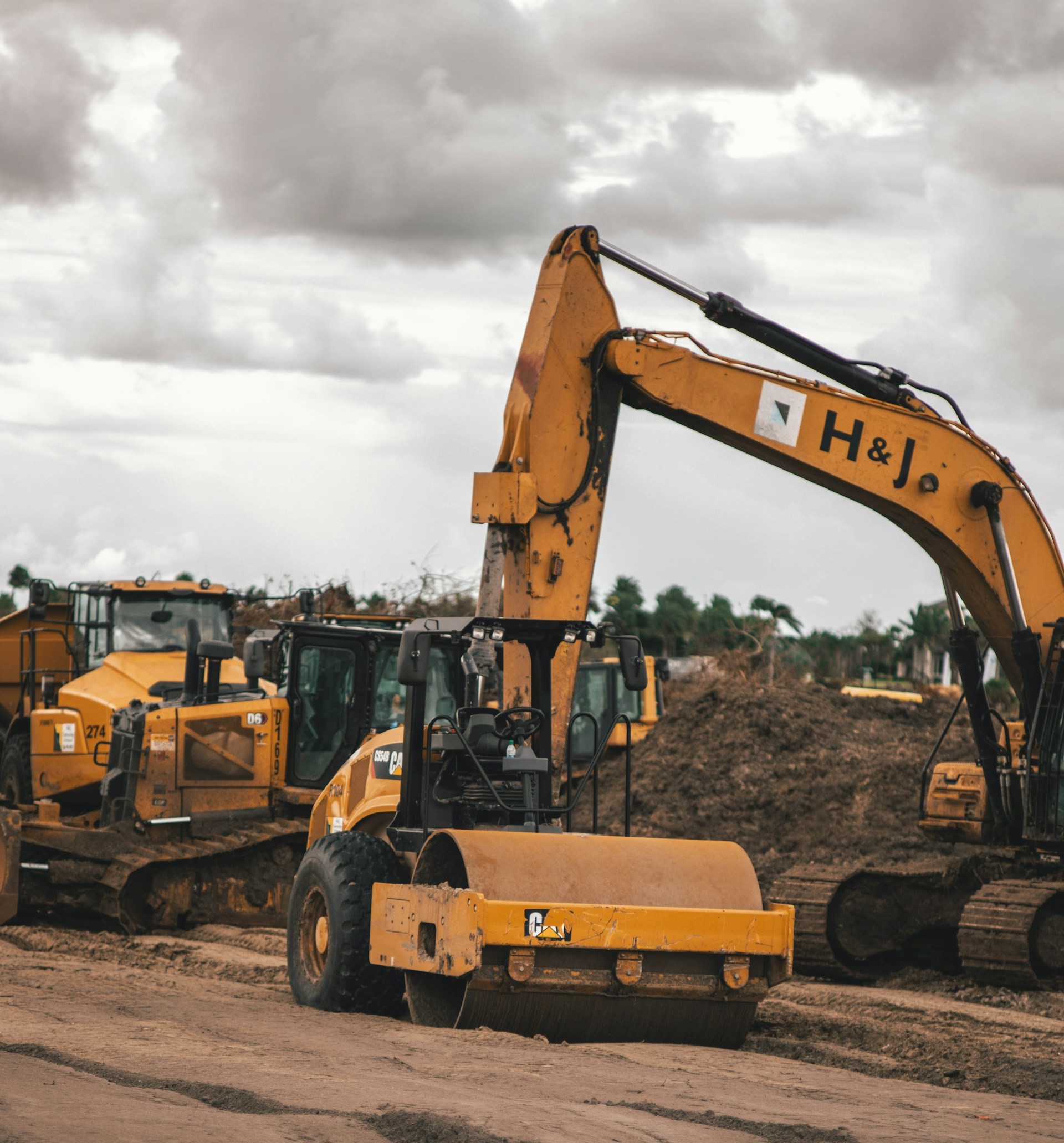 diggers on construction site