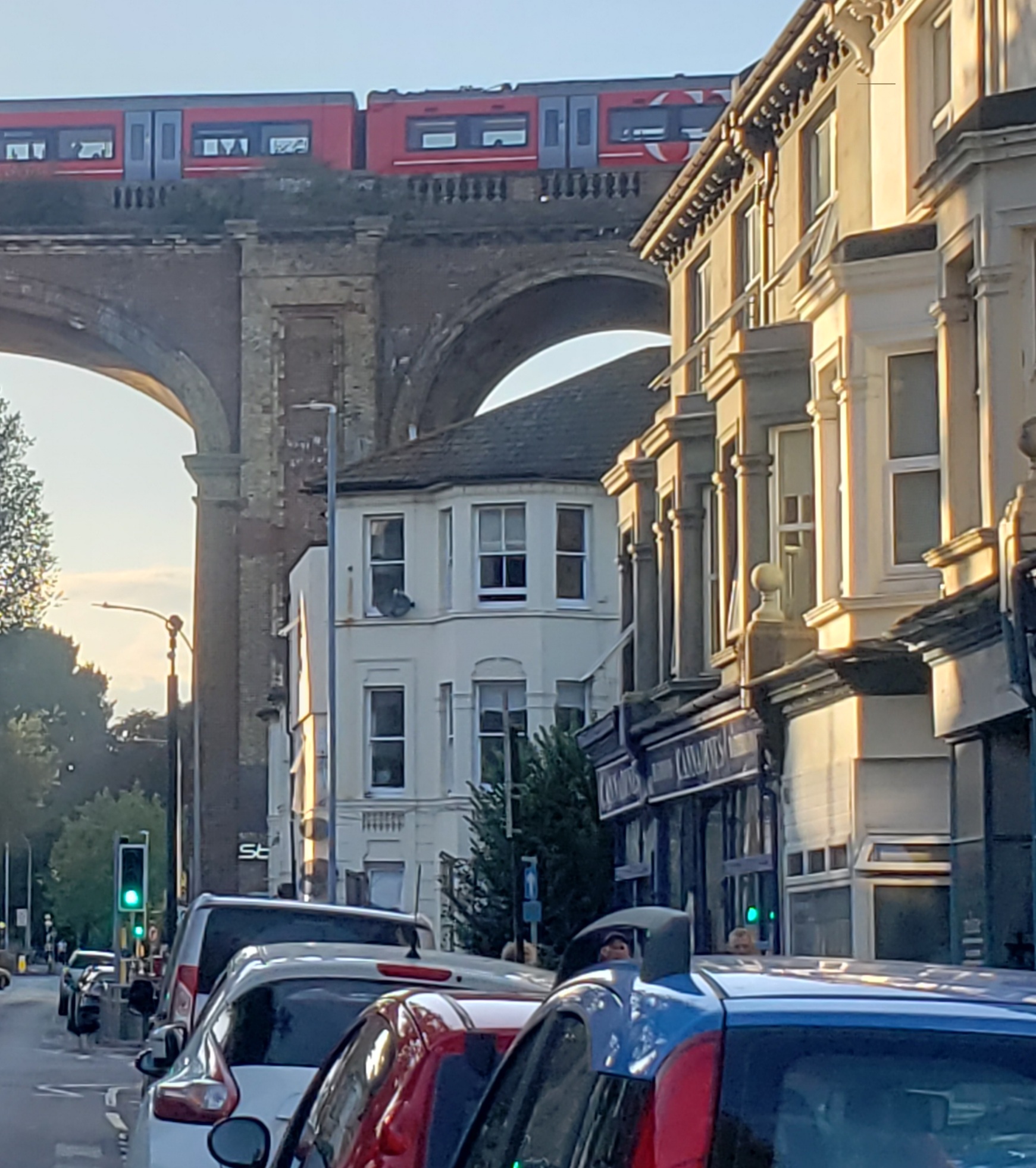 Flats, road and train viaduct