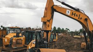 diggers on construction site