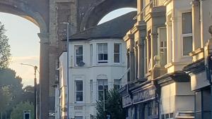 Flats, road and train viaduct